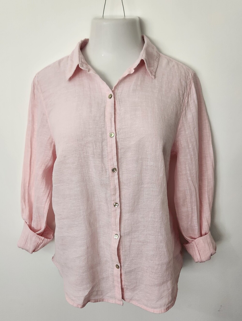 Joie Light Pink Linen Button Down Shirt L